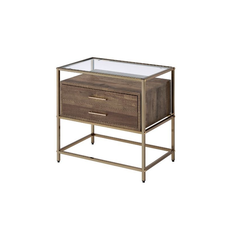 Knave – Accent Table – Walnut & Champagne