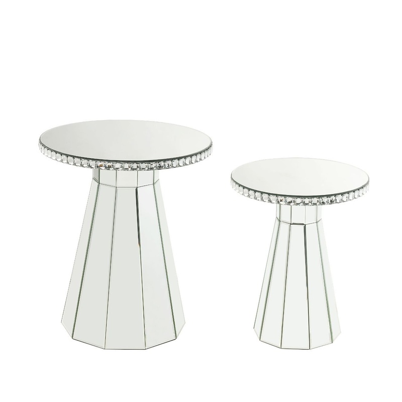 Lotus – 20 Accent Table – Mirrored, Faux Ice Cube Crystals