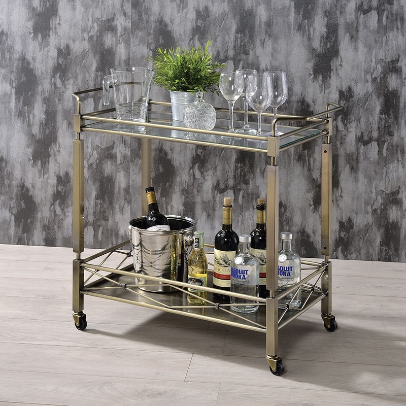 Matiesen – Serving Cart – Clear Glass & Antique Gold
