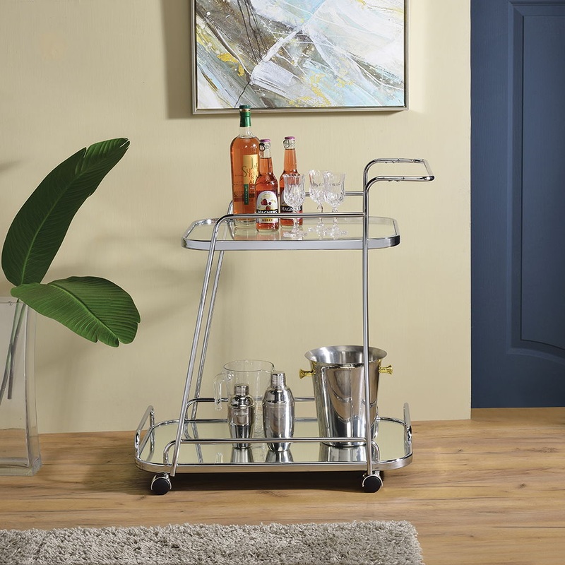 Aegis – Serving Cart – Clear Glass & Chrome