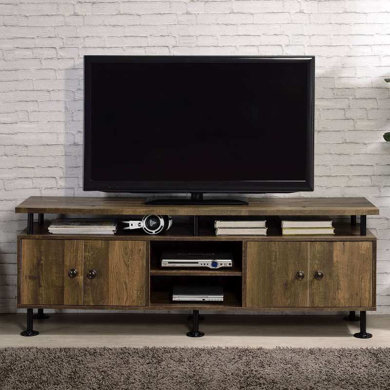 Ensata II – TV Stand – Rustic Oak & Black