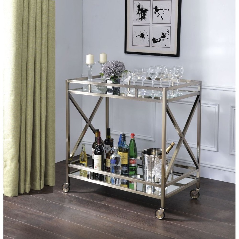 Kristensen – Serving Cart – Mirrored & Antique Gold