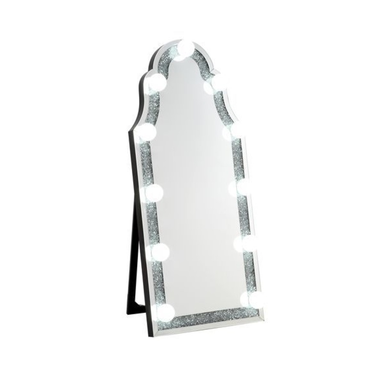 Noralie – Hollywood Floor Mirror – Mirrored & Faux Diamonds