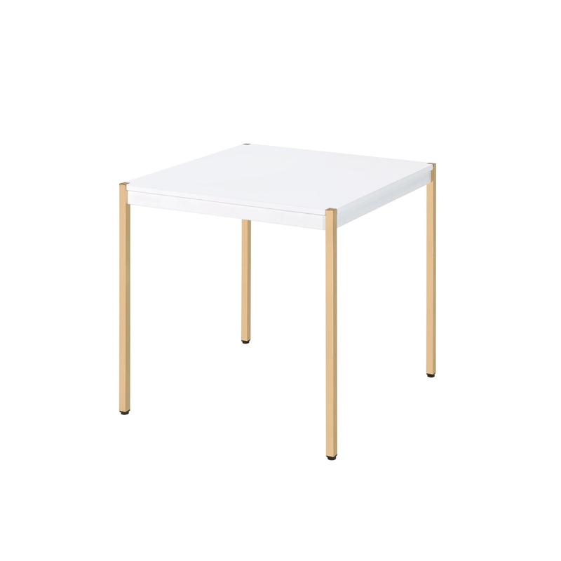 Otrac – End Table – White & Gold