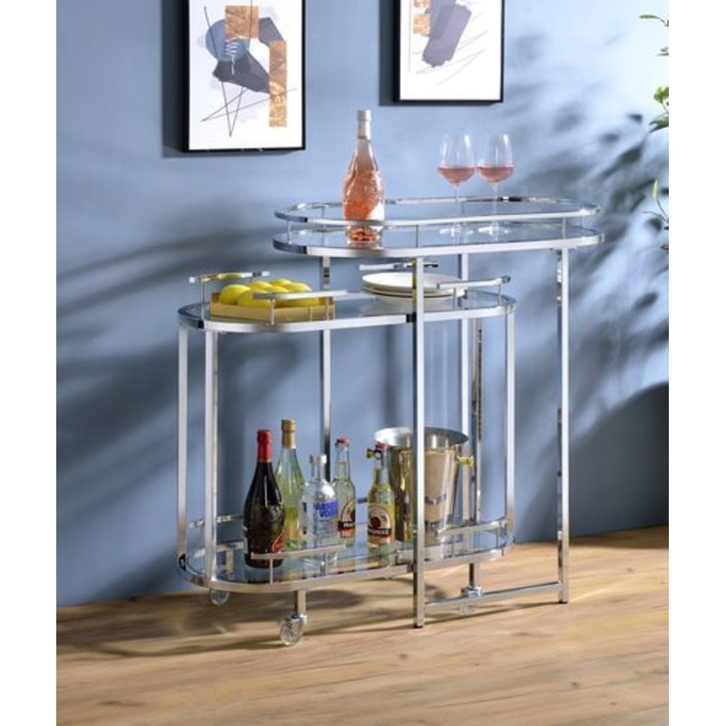 Piffo – Serving Cart Set – Clear Glass & Chrome