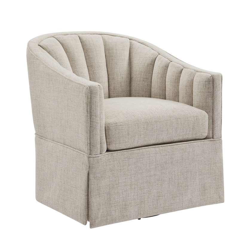 Solitude – Skirted Swivel Accent Chair With Hemp Like