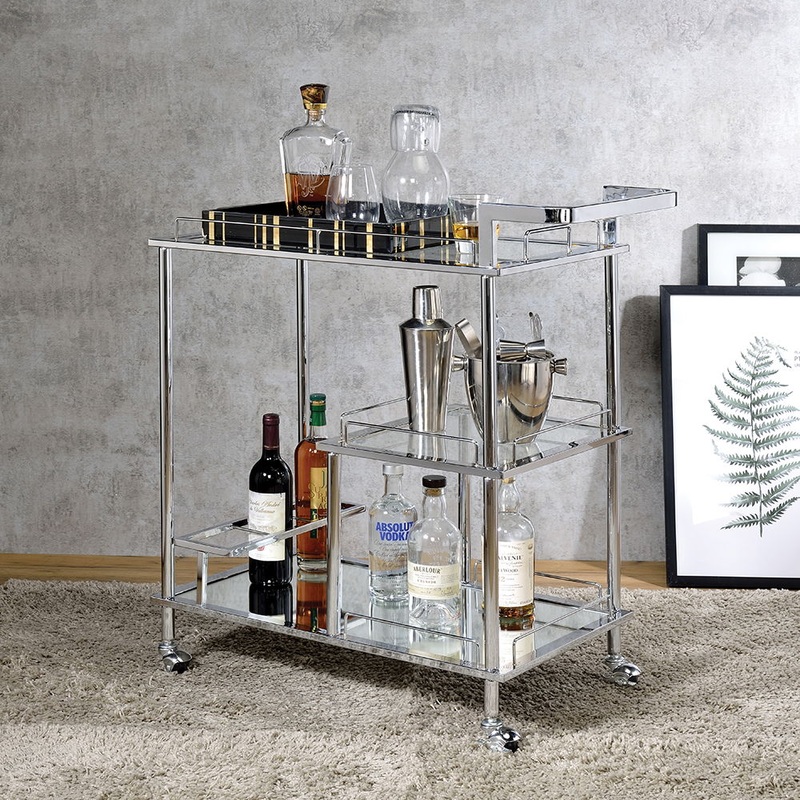 Splinter – Serving Cart – Clear Glass & Chrome