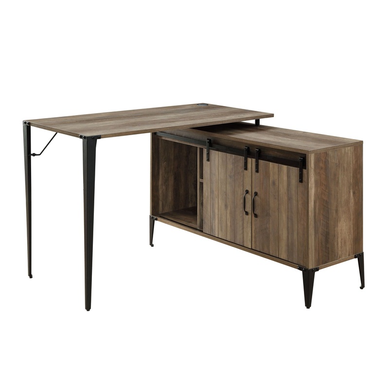 Zakwani – 48 Writing Desk With USB – Rustic Oak & Black