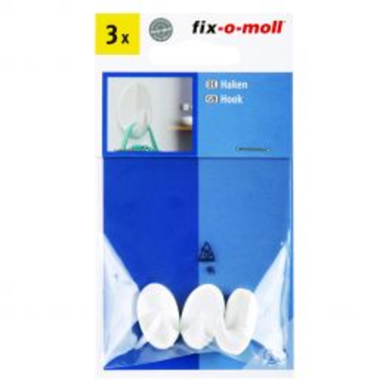 3 SMALL OVAL WHITE ADHESIVE HOOKS