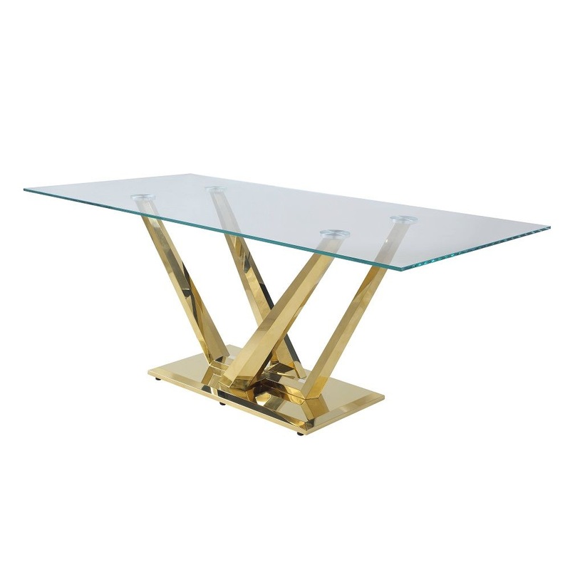 Barnard – Dining Table – Clear Glass & Mirrored Gold
