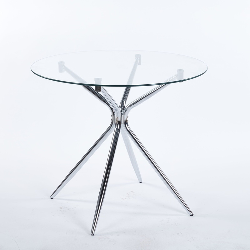 Compact Dining Table With Glass Top – Chrome