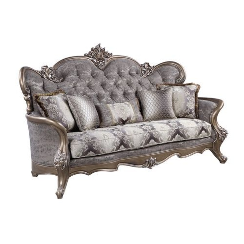 Elozzol – Sofa With 5 Pillows – Fabric & Antique Bronze