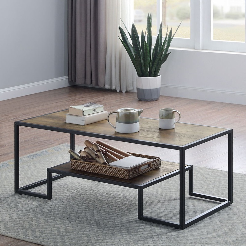 Idella – Coffee Table – Rustic Oak & Black
