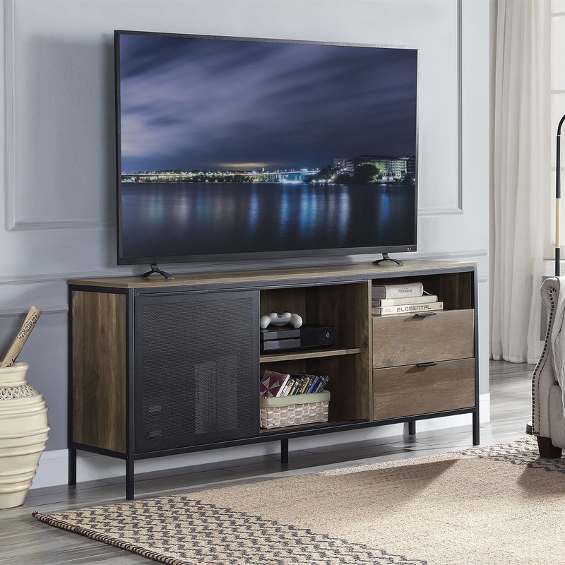 Nantan – 28 TV Stand – Rustic Oak & Black