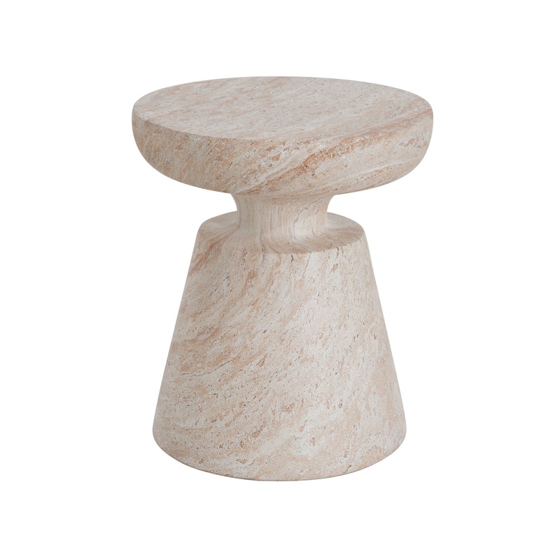 Outdoor / Indoor Lightweight, Concrete Side Table, Travertine – Beige