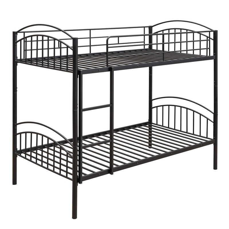 Twin Over Twin Bunk Bed, Divided Into Two Beds – Black