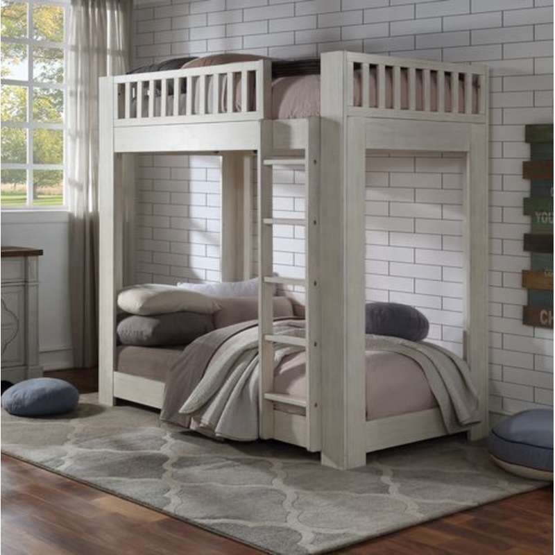 Cedro – Twin Over Twin Bunk Bed – Weathered White
