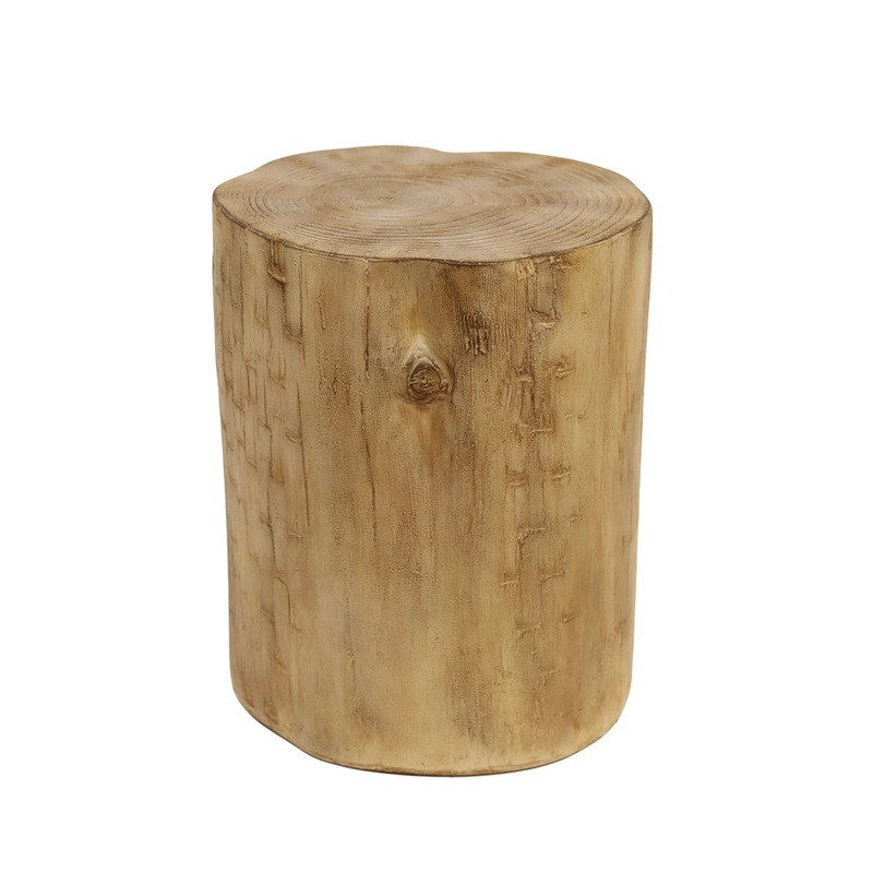 Hand Painted Wood Stump Style Outdoor Side Table – Light Brown