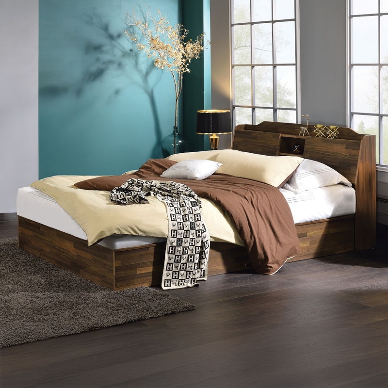 Hestia – Queen Bed With Storage – Walnut