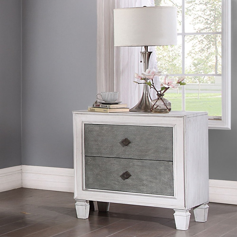 Katia – Nightstand – Rustic Gray & Weathered White
