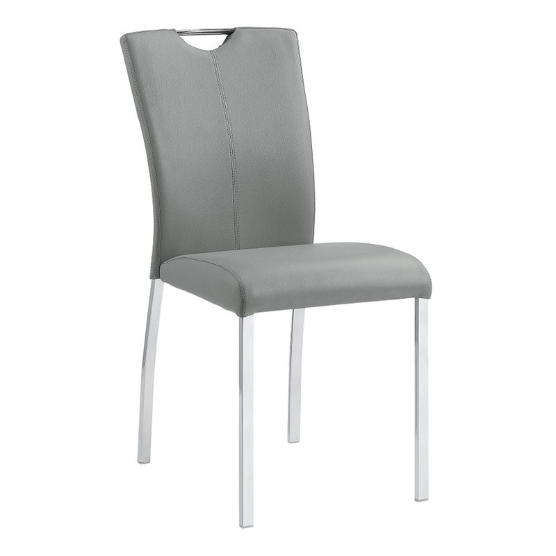 Pagan – Side Chair (Set of 2) – Gray Synthetic Leather & Chrome