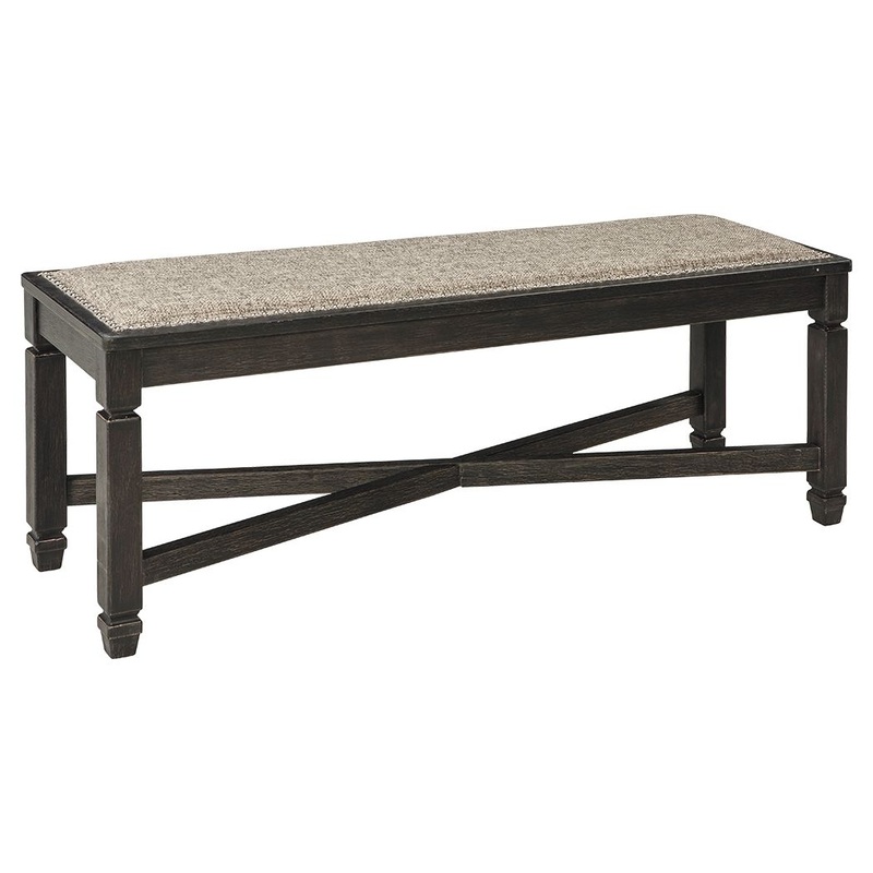 Tyler Creek – Upholstered Bench – Black / Grayish Brown