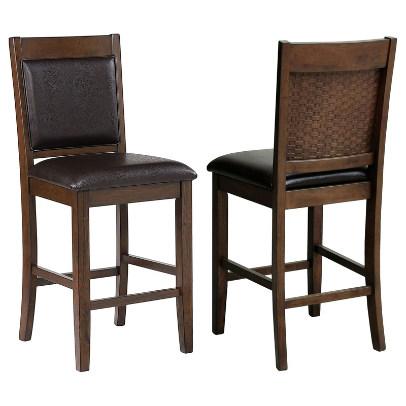 Upholstered Counter Height Chair (Set of 2) – Brown / Walnut