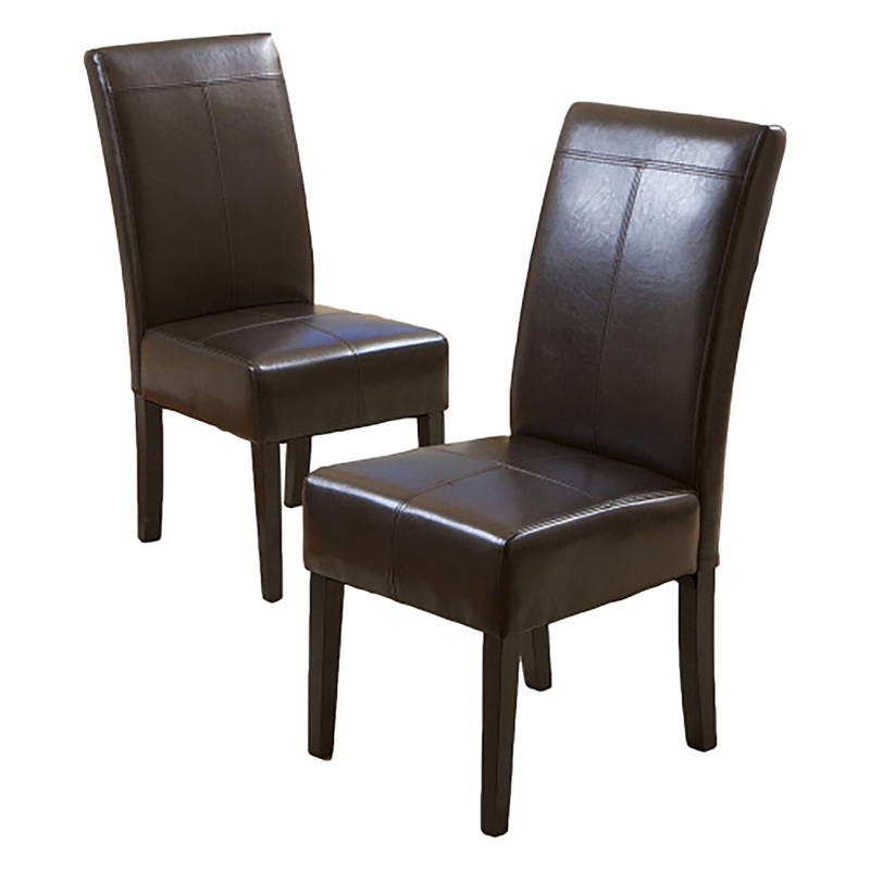 Bonded Leather Upholstered Dining Chair With Solid Wood Legs (Set of 2) – Chocolate