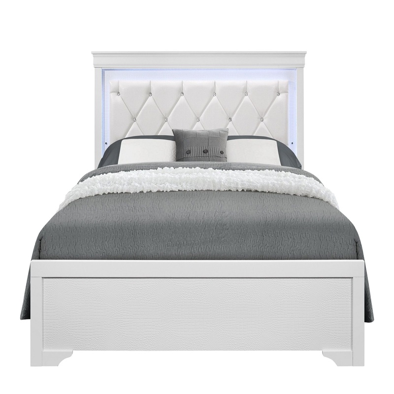 Shaker – Bed With LED Lighting And Crystal Inspired Tufted Headboard