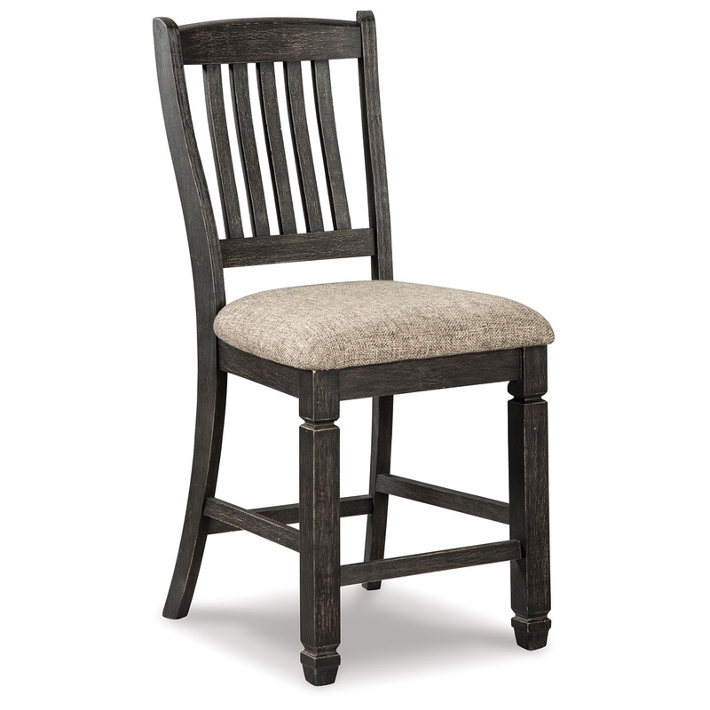 Tyler Creek – Upholstered Barstool (Set of 2) – Black / Grayish Brown