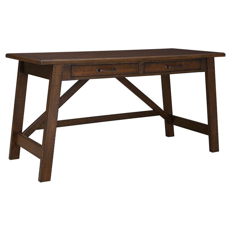 Baldridge – Home Office Large Leg Desk – Rustic Brown
