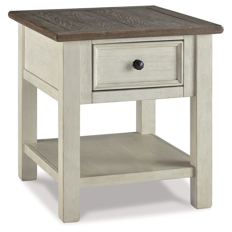 Bolanburg – Rectangular End Table – White / Brown / Beige