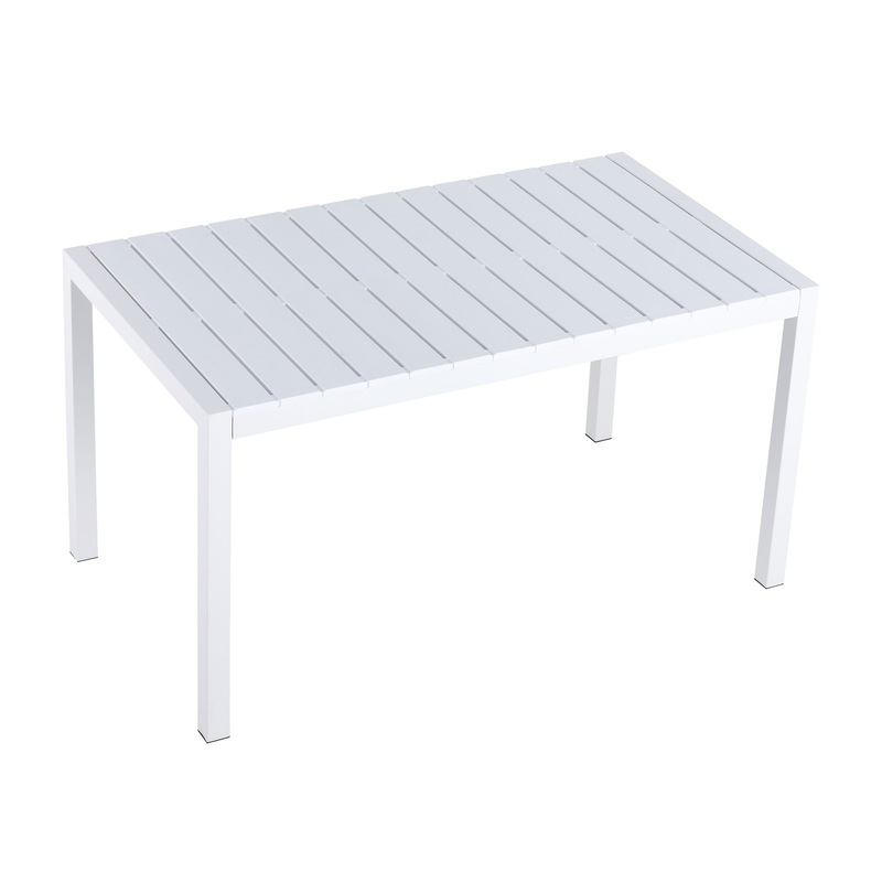 Modern Long Table, UV Resistant And Rust Proof, Pp Tabletop, UV Resistant Powder Coated Metal Legs – Snow White