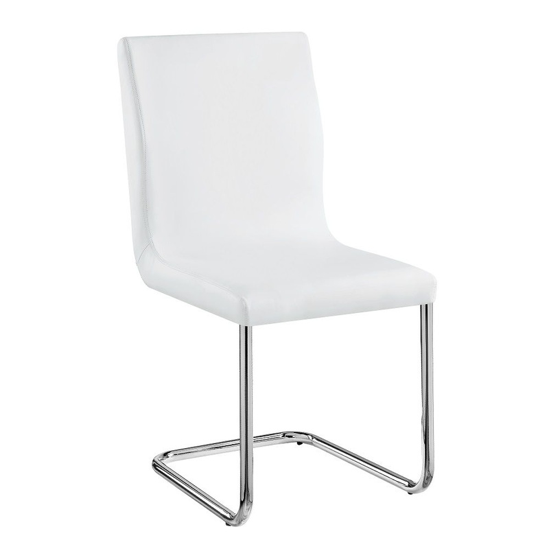 Palton – Side Chair (Set of 2) – White Synthetic Leather & Chrome
