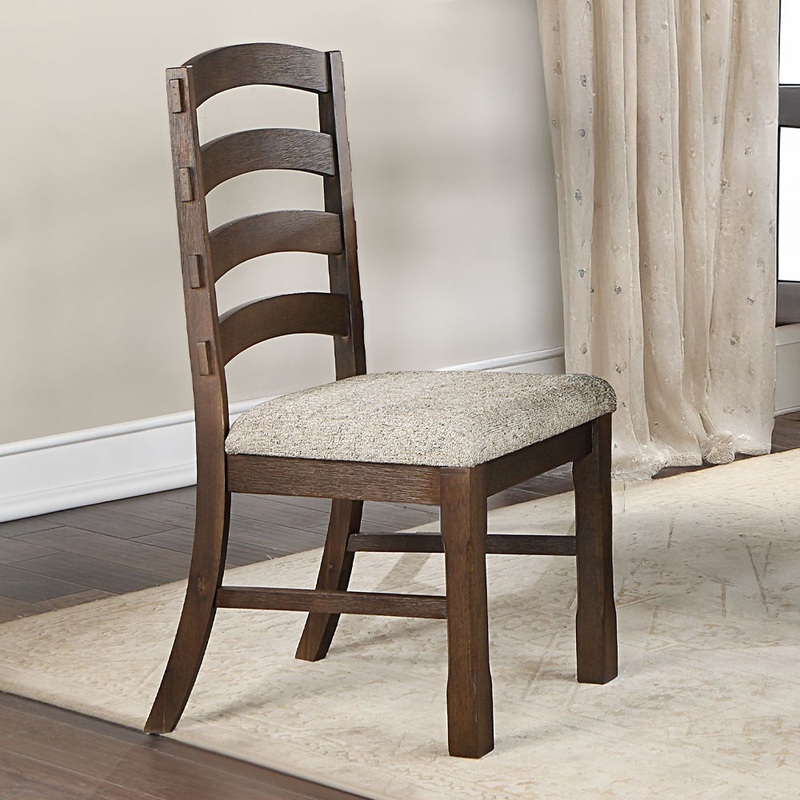 Pascaline – Side Chair (Set of 2) – Gray Fabric, Rustic Brown & Oak
