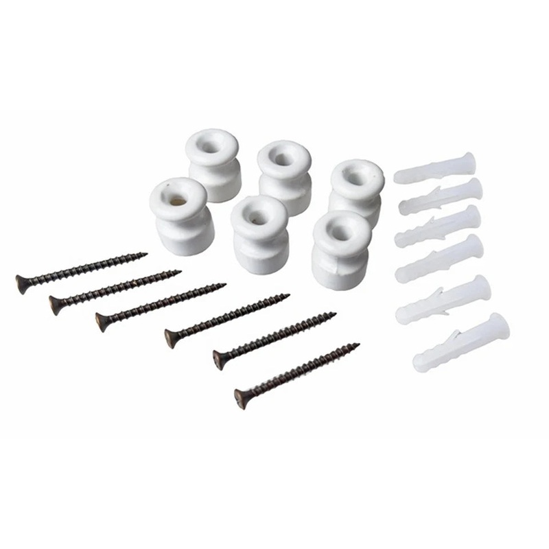 6 CERAMIC SCREW INSULATORS DIA 18MMB