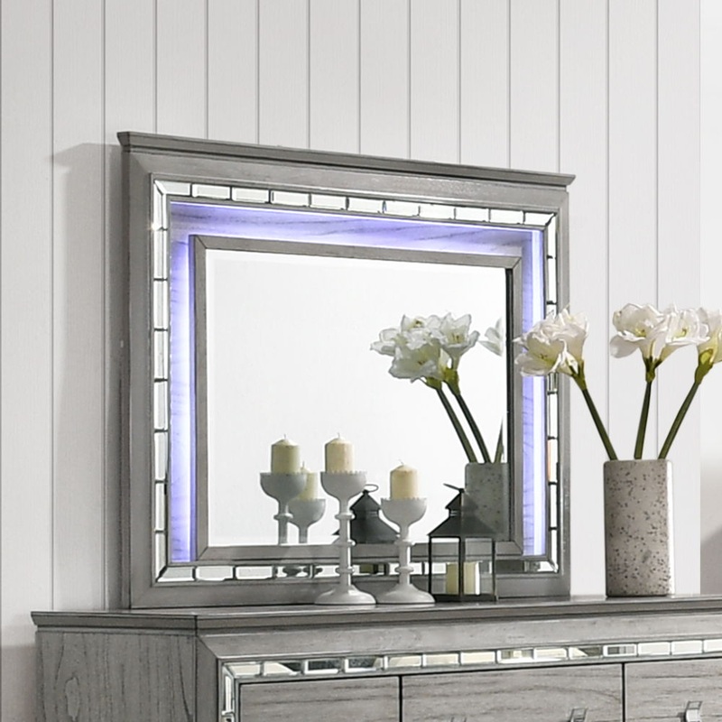 Antares – Mirror With LED – Light Gray Oak