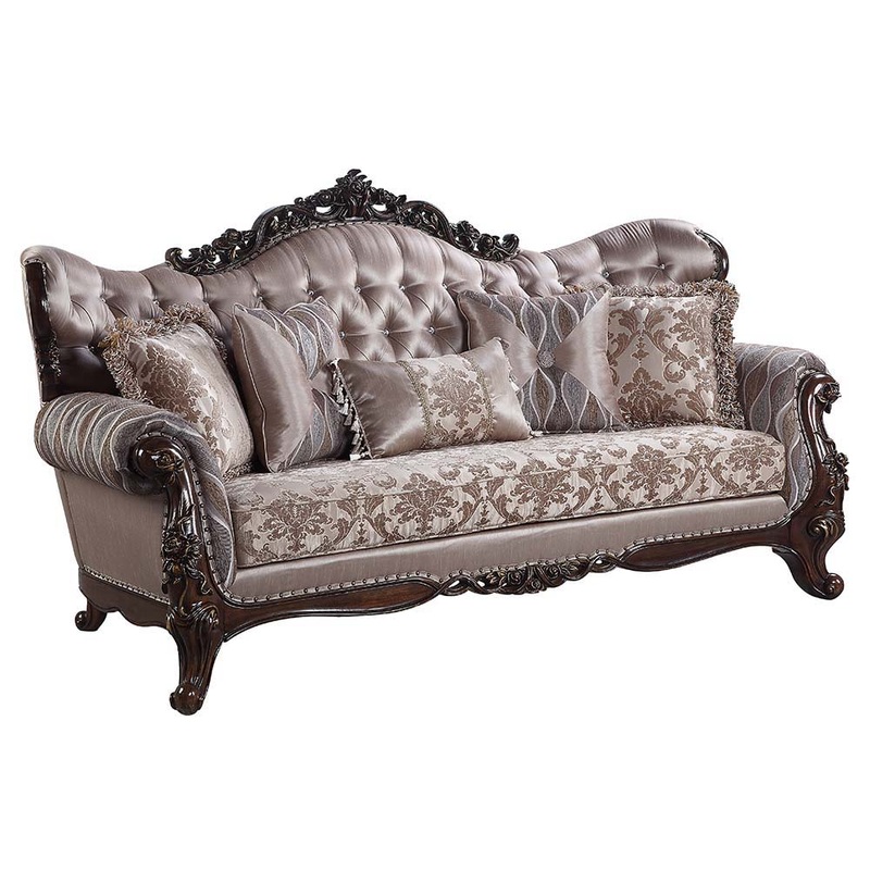 Benbek – Sofa With 5 Pillows – Fabric & Antique Oak