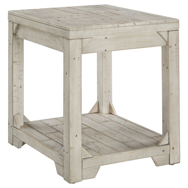 Fregine – Rectangular End Table – Whitewash