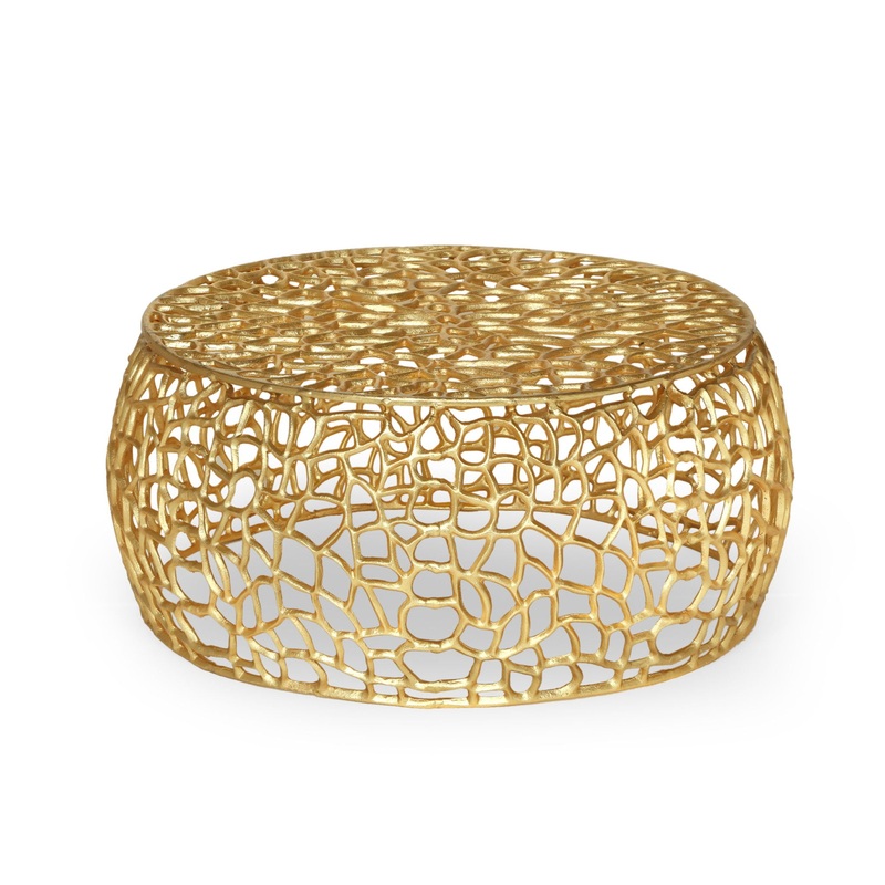 Modern Glam Mesh Coffee Table With Accents And – Gold
