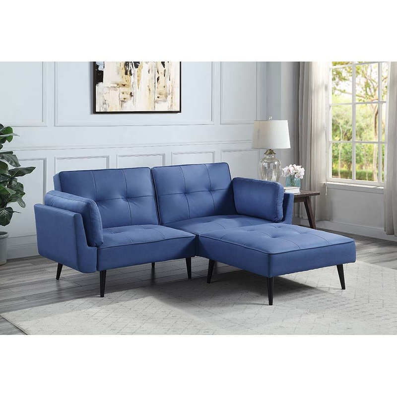 Nafisa – Adjustable Sofa & Ottoman – Blue Fabric