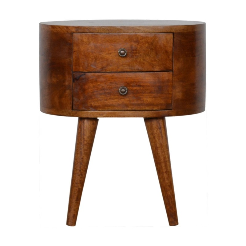 Rounded Bedside Table – Chestnut