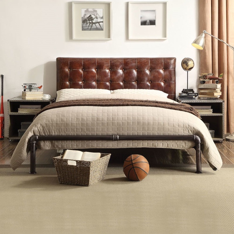 Brancaster – Queen Bed – Vintage Brown Top Grain Leather