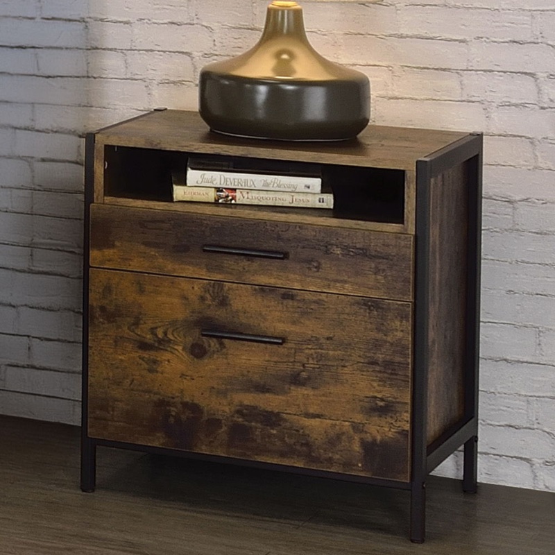 Juvanth – Nightstand – Rustic Oak & Black
