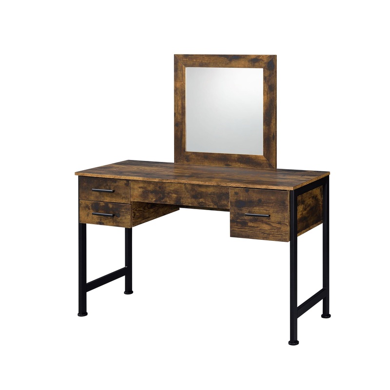 Juvanth – Vanity Desk & Mirror – Rustic Oak & Black