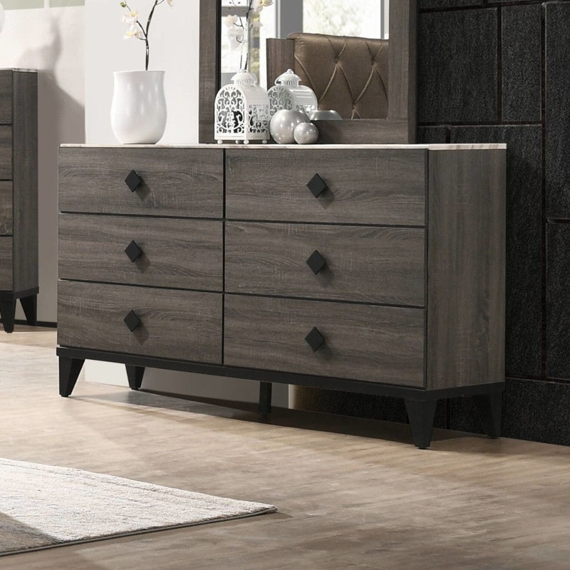 Avantika – Dresser – Faux Marble Top & Rustic Gray Oak