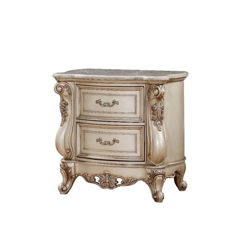 Gorsedd – Nightstand With Marble Top – Marble Top & Golden Ivory