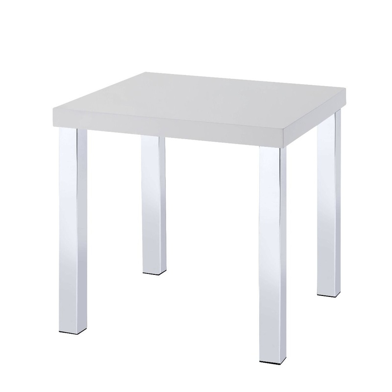 Harta – End Table – White High Gloss & Chrome