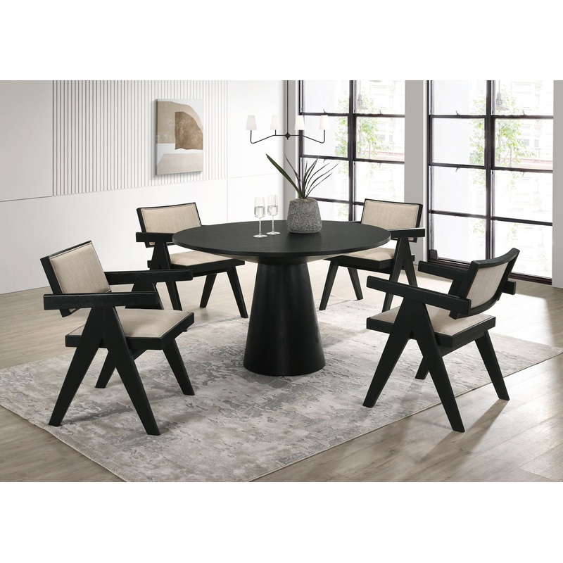 Jasper – 5 Piece Round Dining Set – Ebony Black