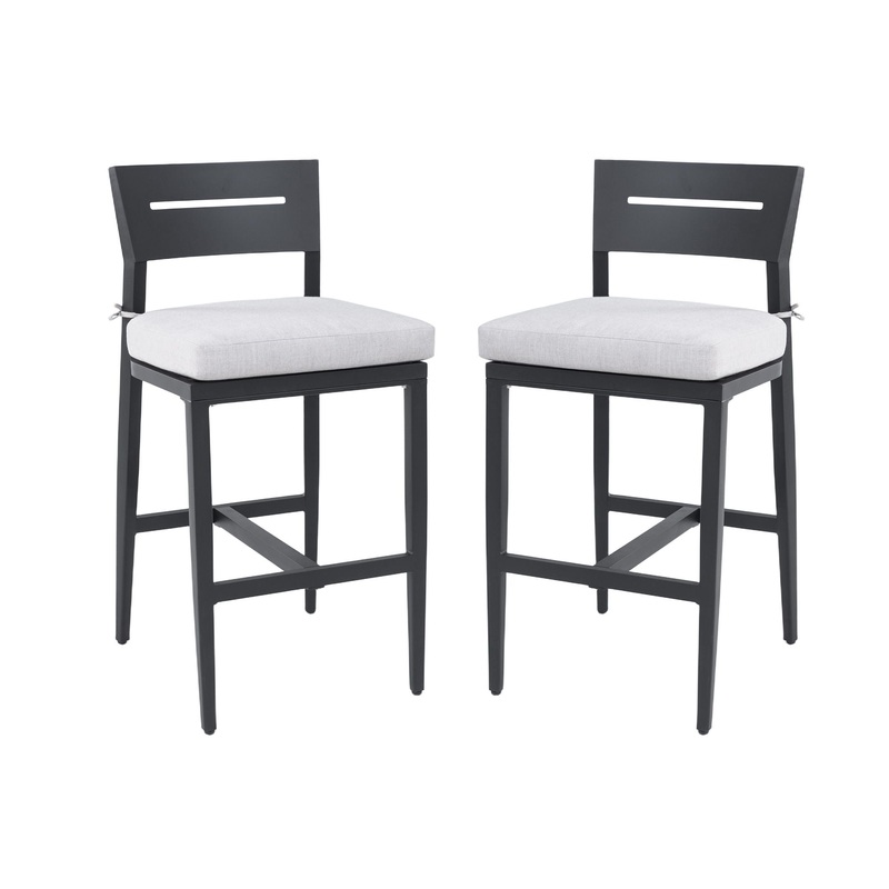 Modern Outdoor Bar Stools With Backrest And Footrest (Set of 2)